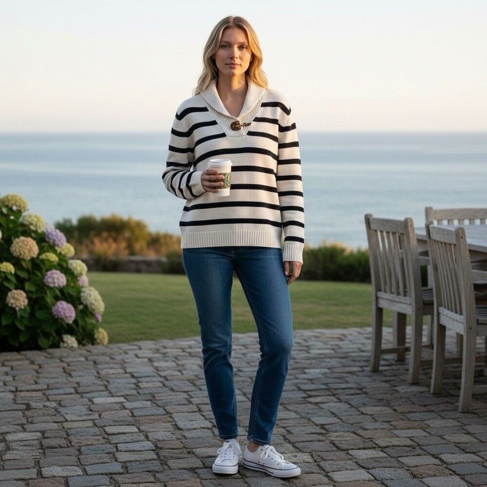 Ralph Lauren Striped Fisherman Sweater with buckle